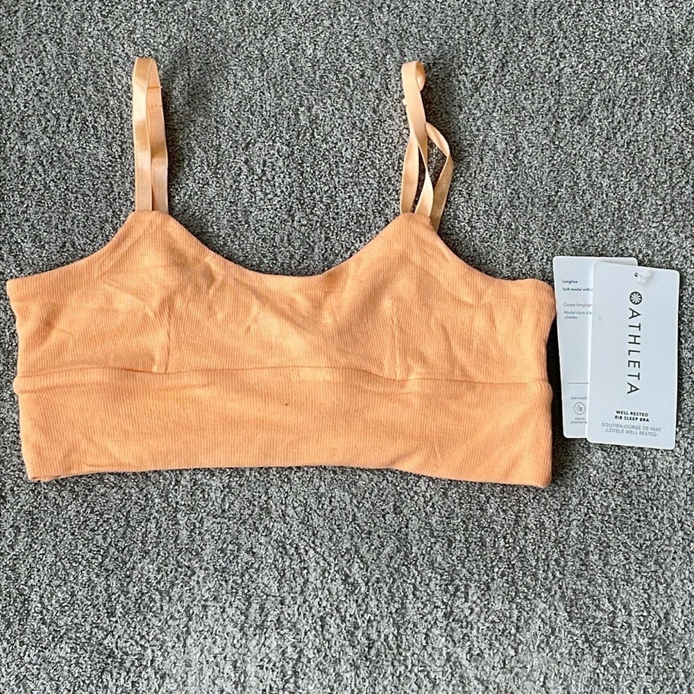 NWT Athleta Well Rested Rib Sleep Bra - Warm Sunset - Size XS